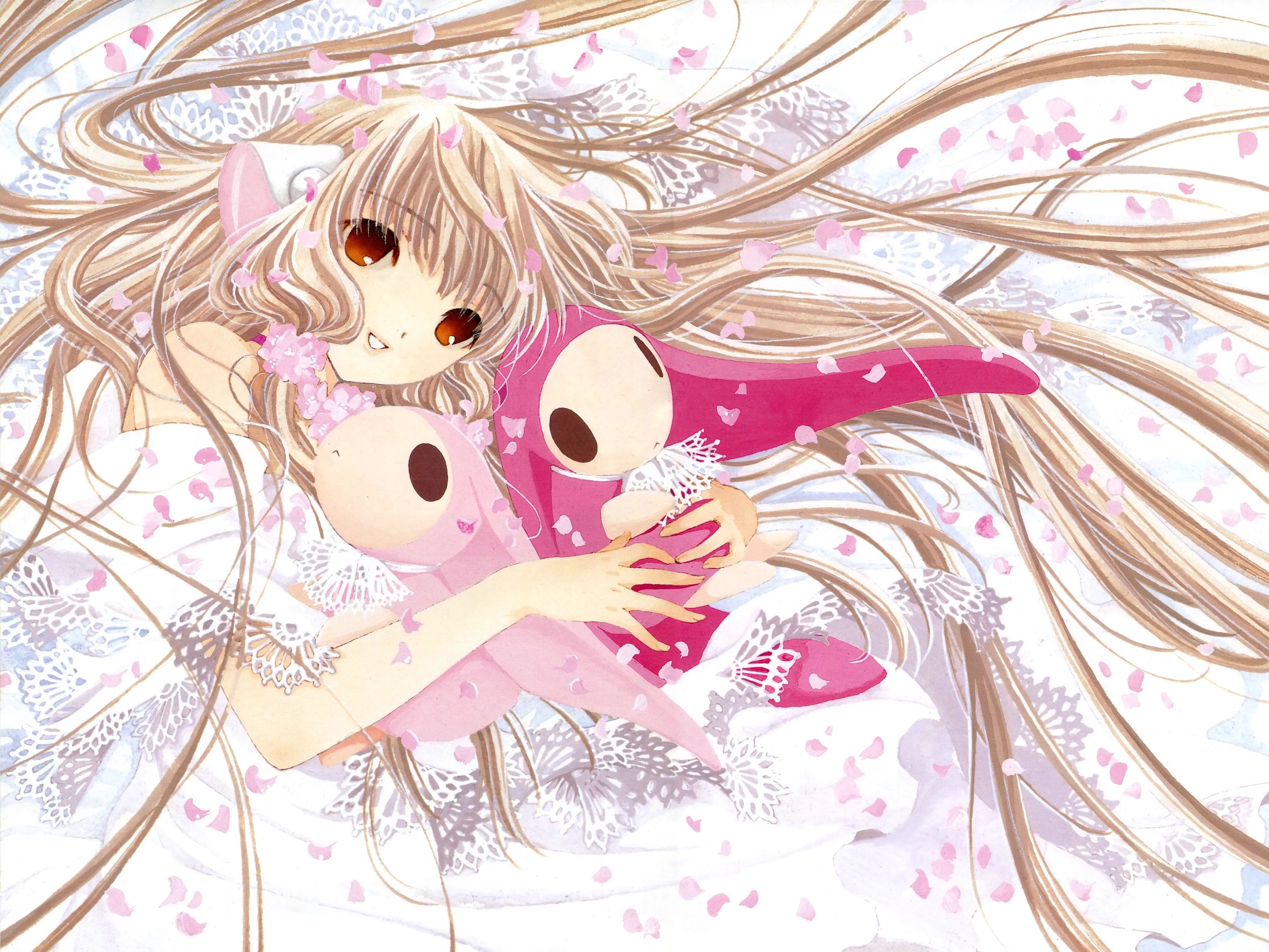 Illustration Chobits, tons roses